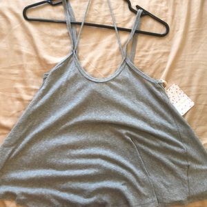Gray Free People Tank with Tie Up Straps | NWT